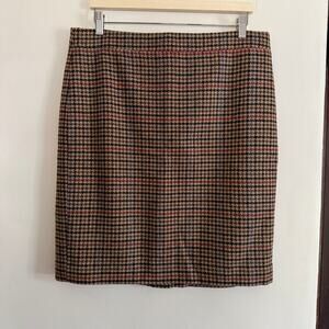 J. Crew | Brown Houndstooth Wool Blend Pencil Skirt Size 12 BNWT